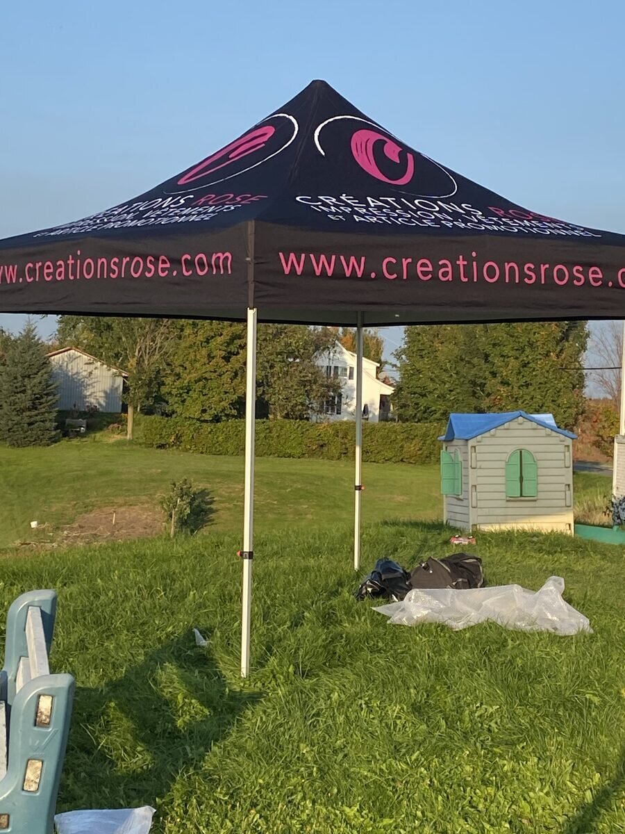 Tente promotionnelle 10 × 10 pi personnalisée - Créations Rose