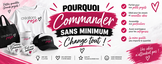 Illustration de blogue : pourquoi commander sans minimum change tout – Créations Rose