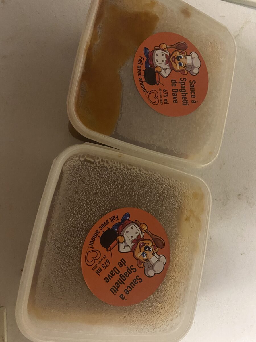 Autocollant sauce spaghetti dave contenants – Créations Rose, impression et personnalisation en Beauce