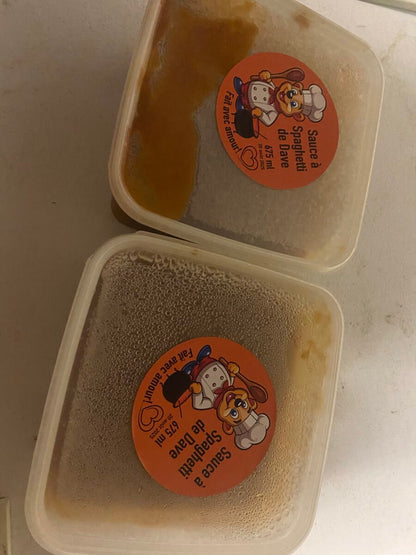 Autocollant sauce spaghetti dave contenants – Créations Rose, impression et personnalisation en Beauce