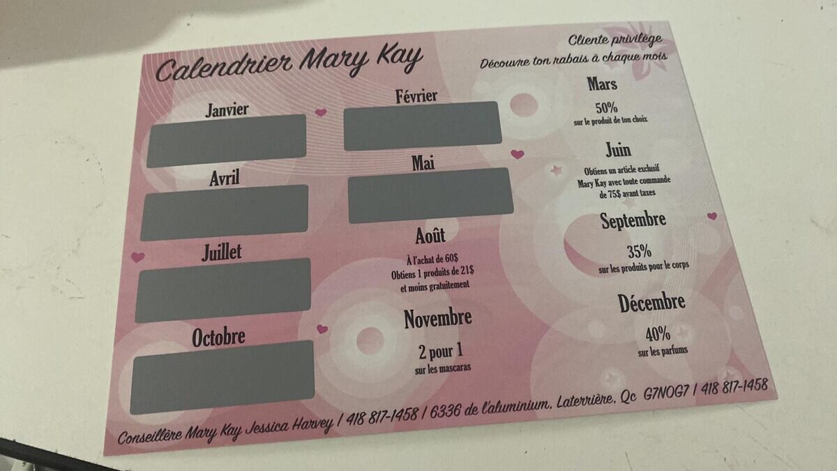 Calendrier personnalisé - Créations Rose