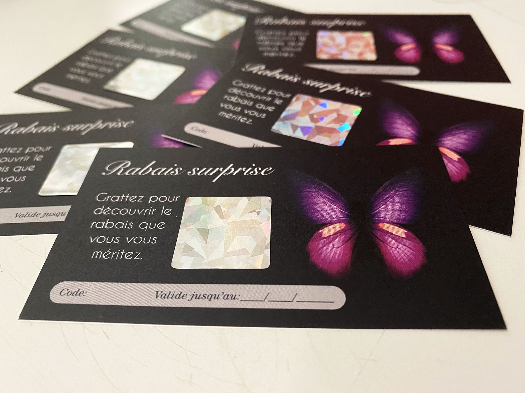 carte a gratter pour rabais corporatif