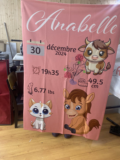 Couverture en molleton personnalisée pour bébé par Créations Rose – exemple 1