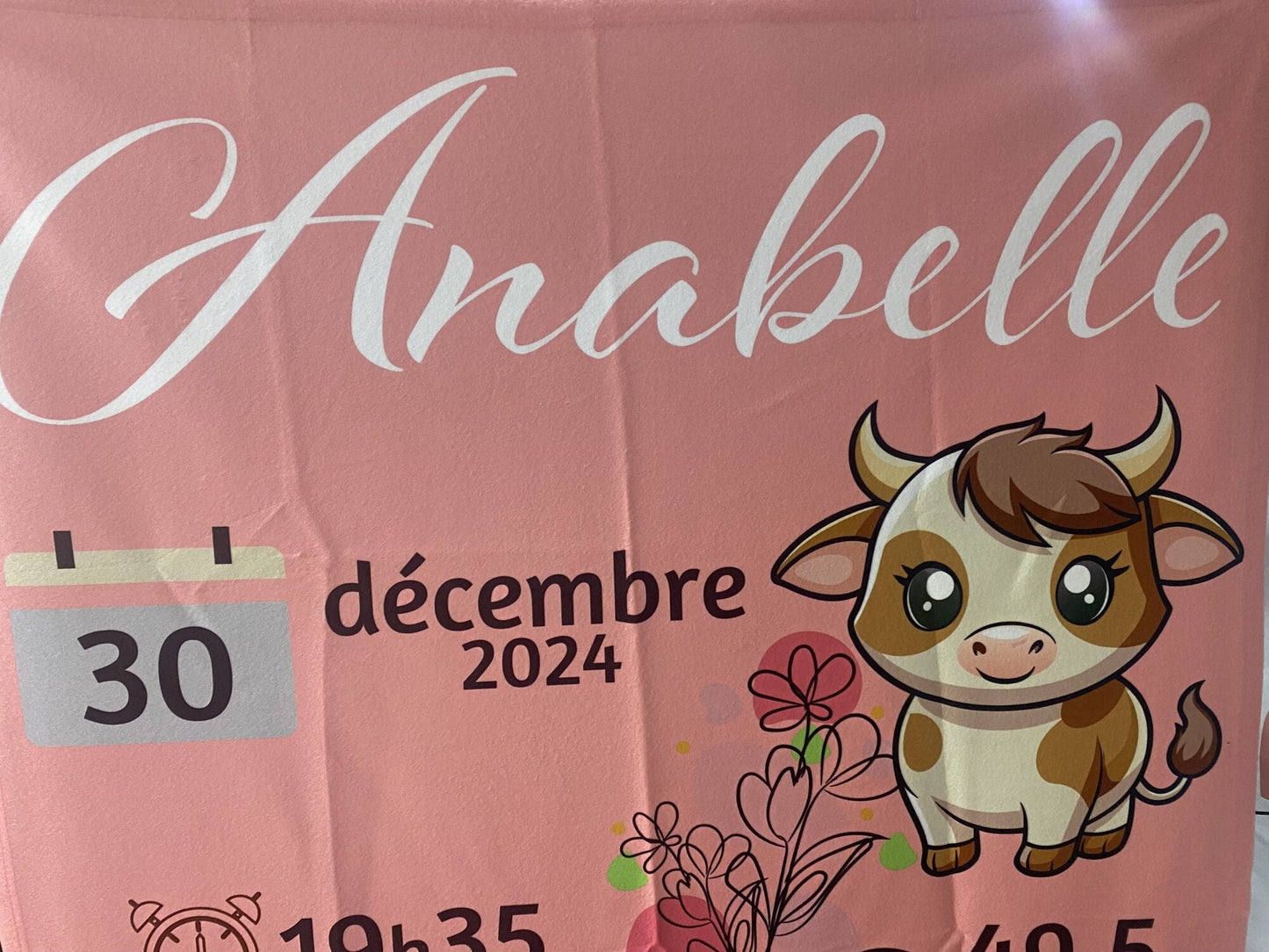 Couverture en molleton personnalisée pour bébé par Créations Rose – exemple 4