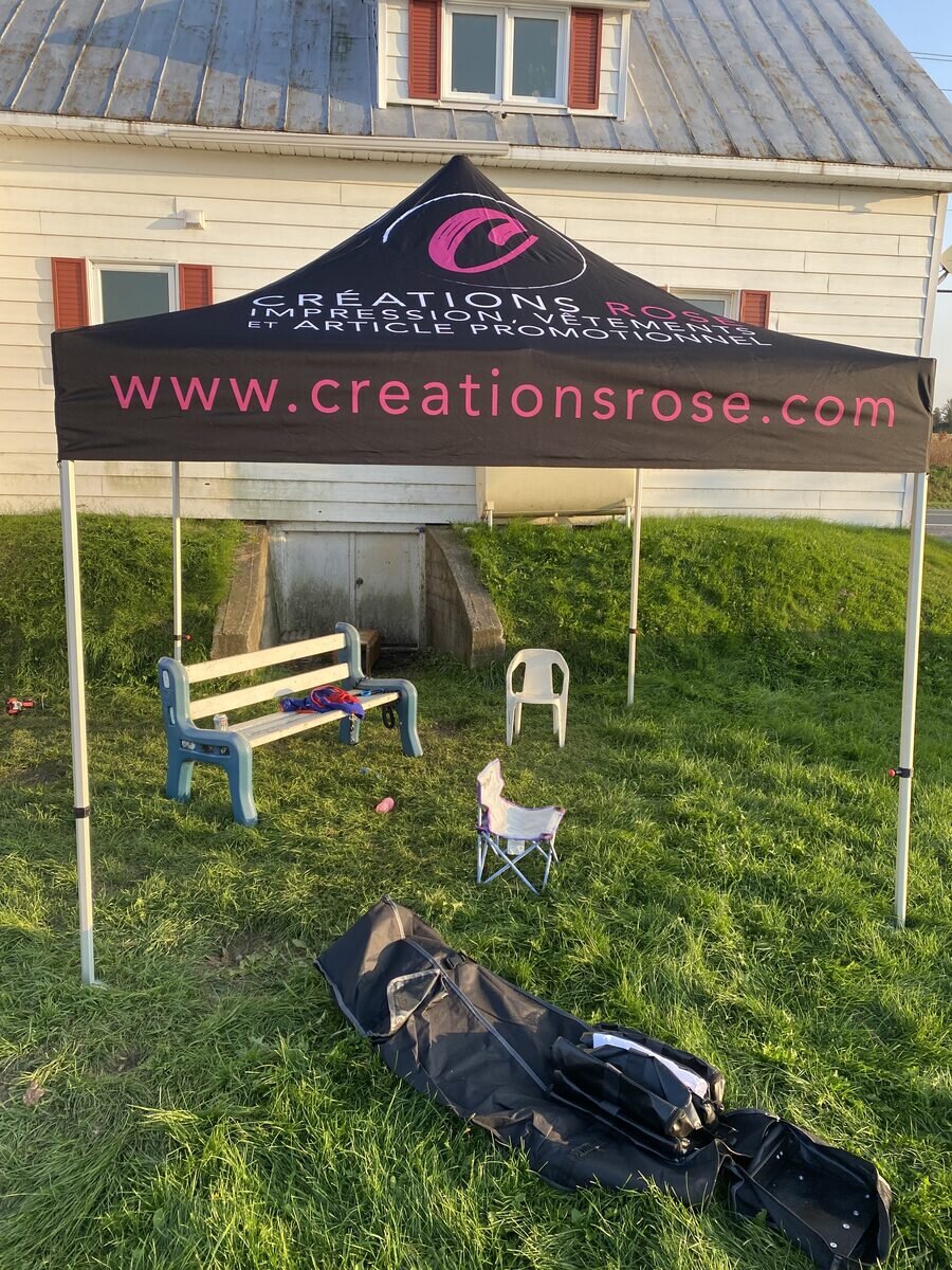 Tente promotionnelle 10 × 10 pi personnalisée - Créations Rose