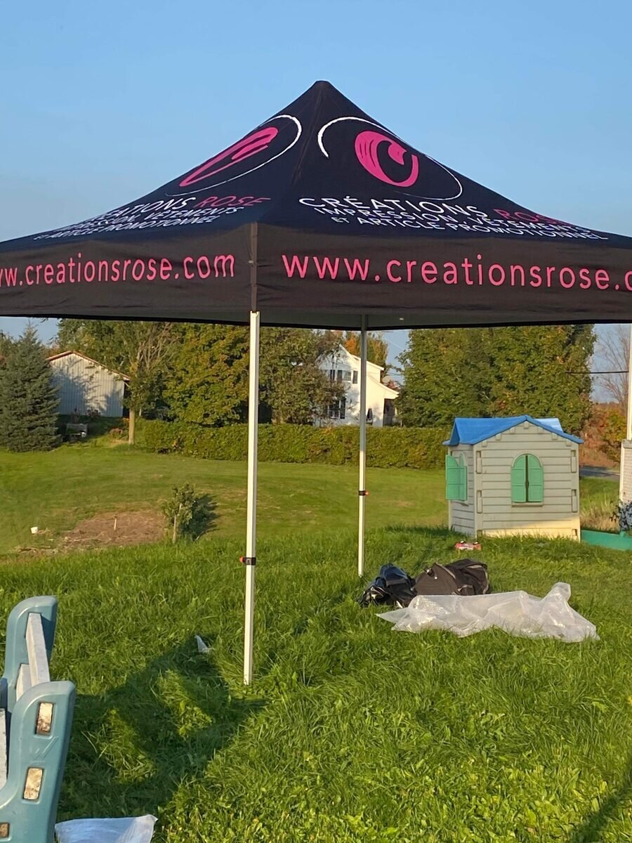 Tente promotionnelle 10 × 10 pi personnalisée - Créations Rose