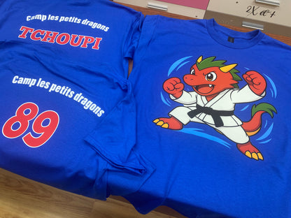 T-shirt camp petits dragons tchoupi – Créations Rose, impression et personnalisation en Beauce