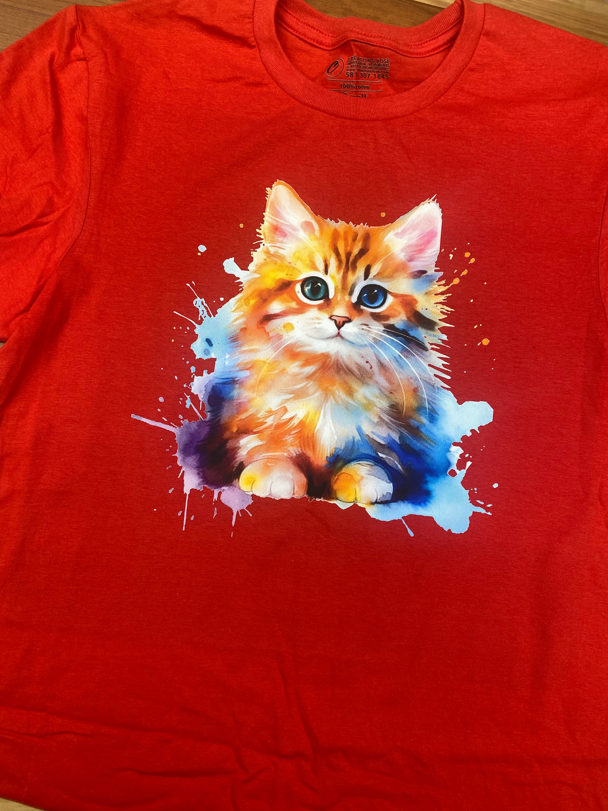 Vêtement t-shirt chaton aquarelle – Créations Rose, impression et personnalisation en Beauce